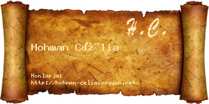 Hohman Célia névjegykártya